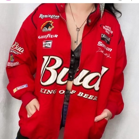 Vintage Other - Vintage Budweiser NASCAR Dale Earnhardt Red Embroidered Coat size XL